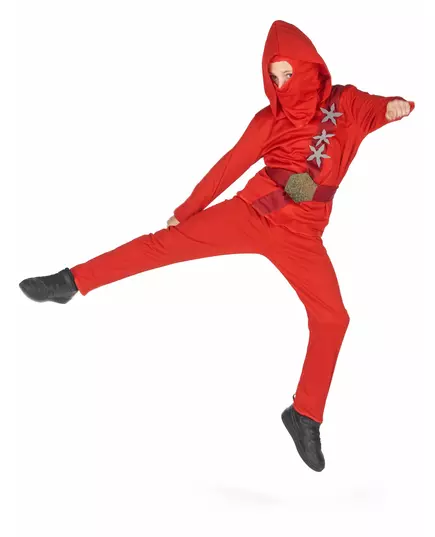 Czerwony strój z gwiazdami ninja dla chłopców, Rozmiar: 7-9 lat(120-130 cm), image 4