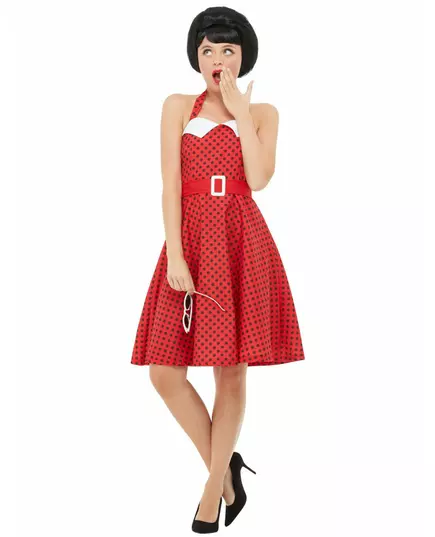 Czerwony kostium rockabilly lat 50 dla kobiet, Rozmiar: L, image 4