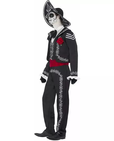 Kostium meksykańskiego szkieletu Dia de los muertos dla mężczyzn, Rozmiar: Large, image 4