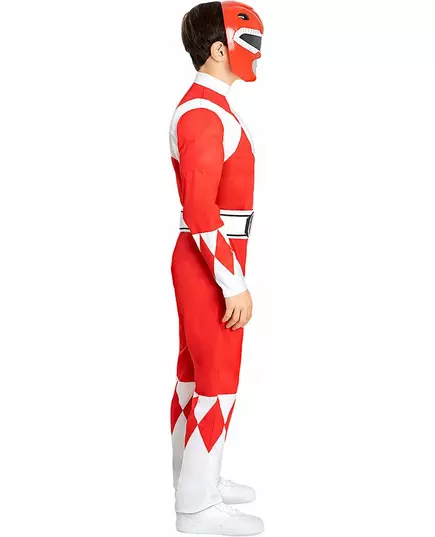 Czerwony kostium Power Ranger z efektem mięśni dla dzieci, Rozmiar: 10-12 lat, image 4