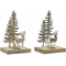 Świąteczny świecznik DKD Home Decor Drzewo Metal Drewno (13.5 x 10 x 22 cm) (2 pcs)