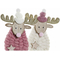 ozdoby świąteczne DKD Home Decor Poliester Wełna Drewno MDF Renifer (2 pcs) (12 x 5 x 23 cm)