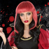 Peruka na Halloween 57702 Czerwony Czarny