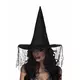 Czarny kapelusz wiedźmy z pajęczym welonem kobieta Halloween