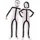 Kostium z maskami Stickman dla dorosłych, Rozmiar: Small (48)