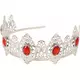Dorosła czerwona kamienna srebrna tiara księżniczki, image 2