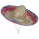 Dorosłe meksykańskie sombrero z czerwoną i niebieską obwódką, image 2