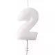 Świeca cyfrowa biała z brokatem 6,5 cm, Rozmiar: 5, image 4